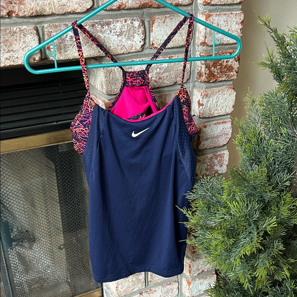Nike Women's Missy Neon Leaf Layered Tankini Swim Top‎ Only Size S